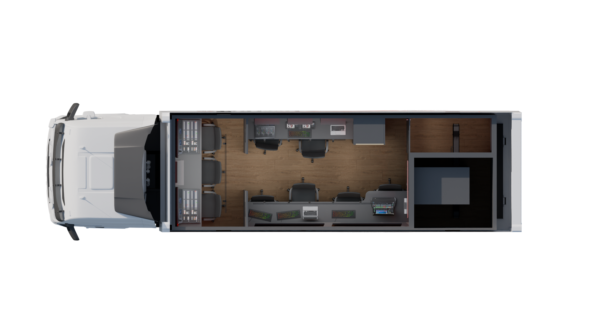 Grundriss des Ü-Wagen-Innenraums von oben